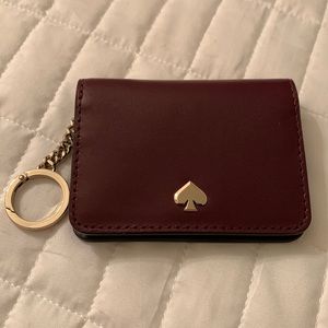 Kate Spade Key Chain/Wallet.  Maroon. Gold hardware. NWOT.